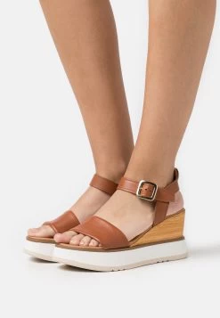 Pier One Leather - Sandalen Met Plateauzool - Cognac