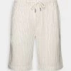 Pier One Linen Blend Drawcord Shorts- Shorts - Off-White