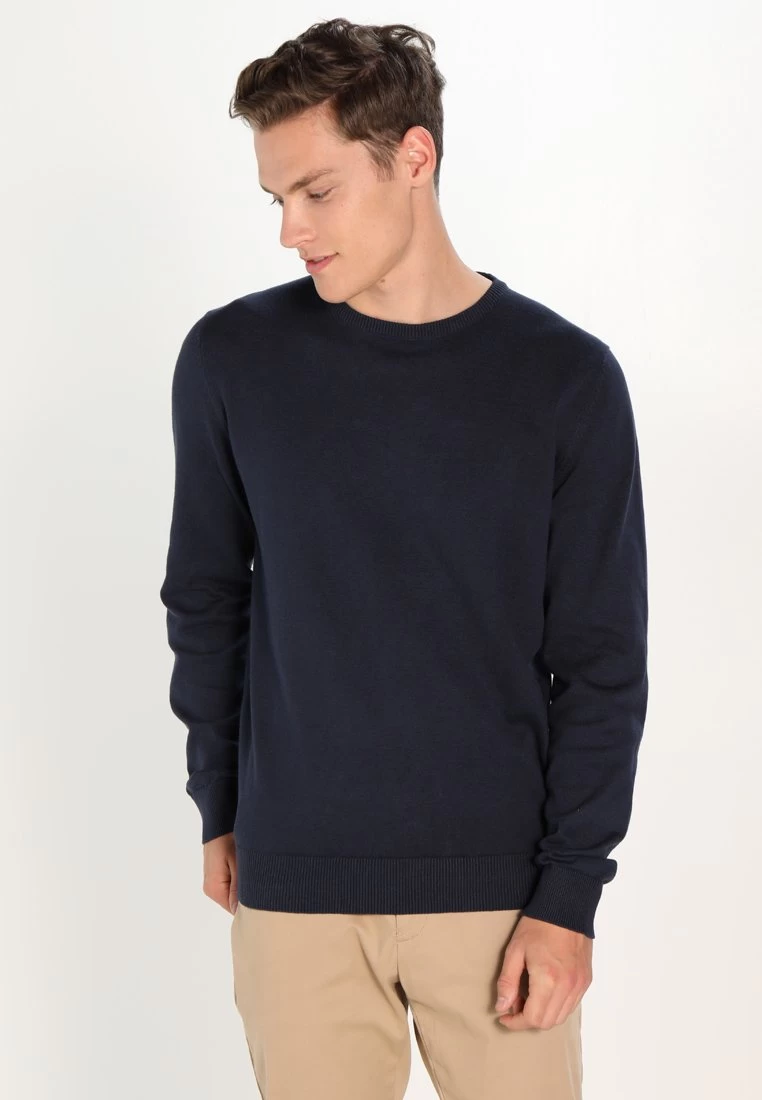 Pier One Basic Crewneck - Trui - Dark Blue 1 Pier One Basic Crewneck - Trui - Dark Blue