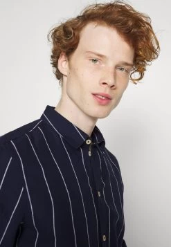 Pier One Linen Mix Stripe - Overhemd - Dark Blue -Pier One 368860f76af348d18efc7d675b2e5f38