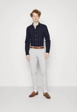 Pier One Linen Mix Stripe - Overhemd - Dark Blue -Pier One d8d297b2c01442beb06eab0630216764